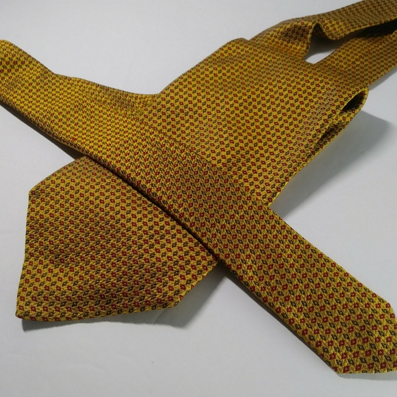 ROBERT TALBOTT Men's Classic Gold Luxury Silk Tie - Picture 9 of 12
